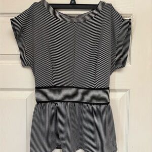 Black and White Striped Peplum Top